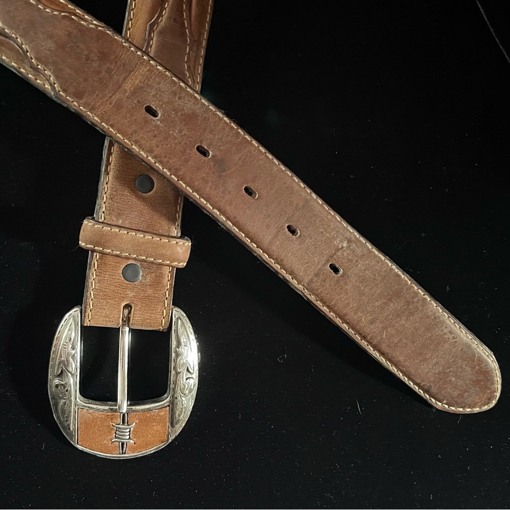 Justin Men's Fenced In Leather Belt View 3